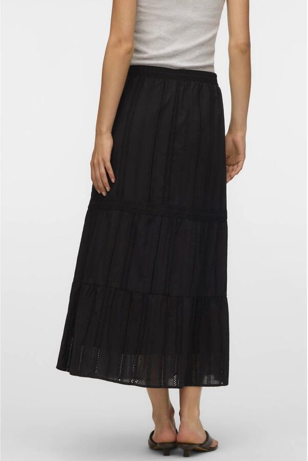 VERO MODA A-lijn rok broderie zwart