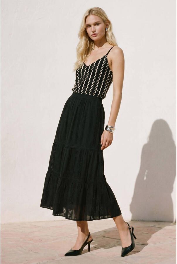 VERO MODA gestreepte top fijn gebreid zwart - Foto 2