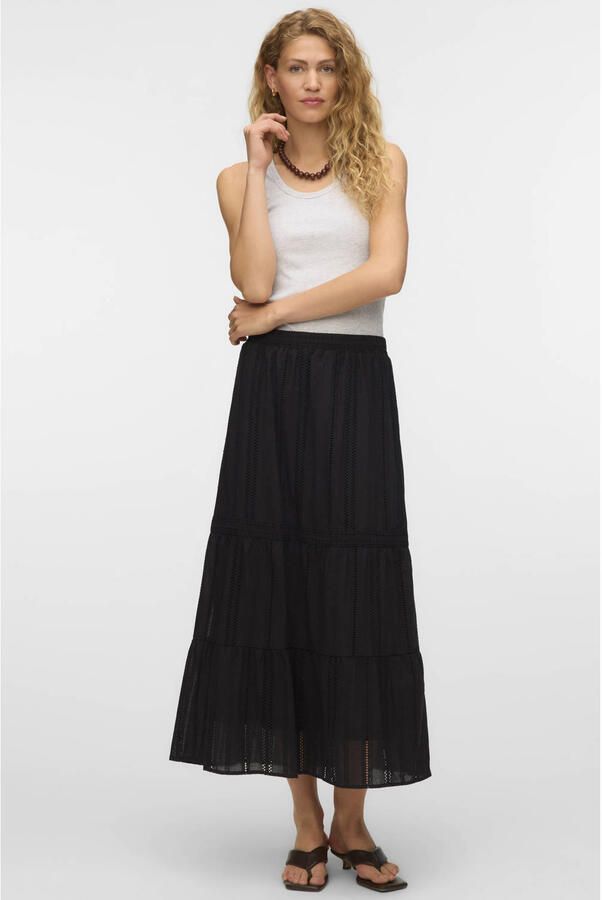VERO MODA A-lijn rok broderie zwart - Foto 3