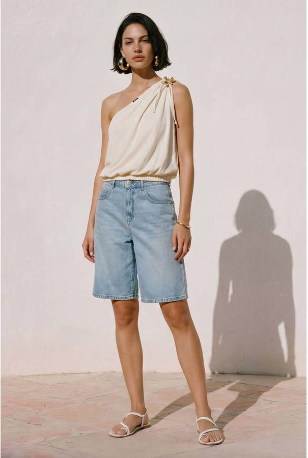 VERO MODA aansluitende top met siergesp ecru - Foto 2