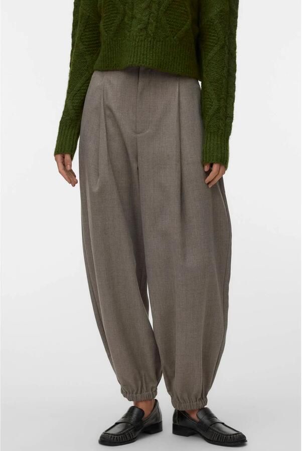 VERO MODA barrel casual geruite broek grijs - Foto 2