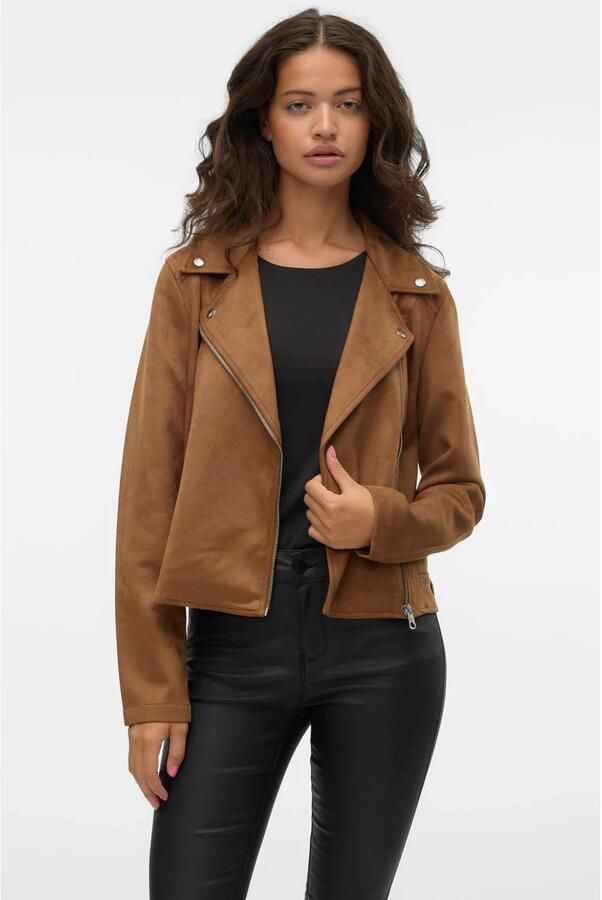 Vero Moda Regular fit kunstleren jack met riempjes aan de romp model 'JOSE'