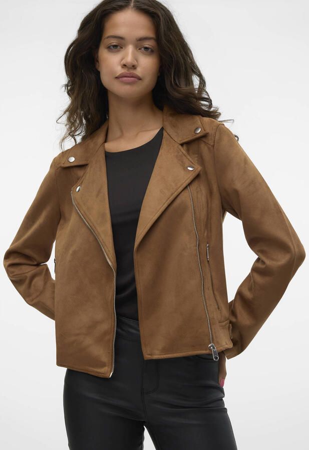 Vero Moda Regular fit kunstleren jack met riempjes aan de romp model 'JOSE' - Foto 3