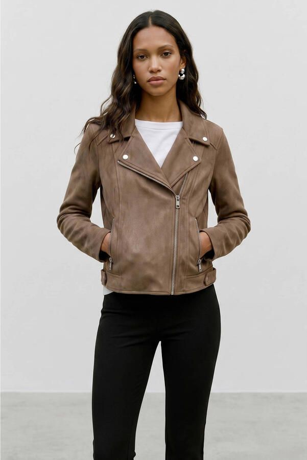 Vero Moda Regular fit kunstleren jack met riempjes aan de romp model 'JOSE' - Foto 2