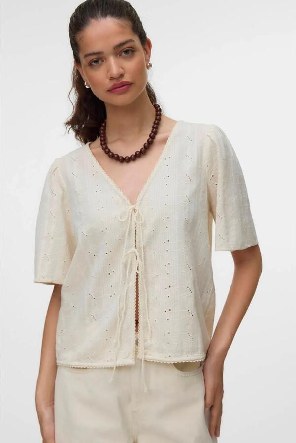 VERO MODA blouse broderie ecru - Foto 3