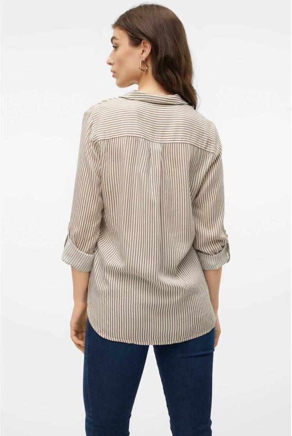 Vero Moda Overhemdblouse met opgestikte paspelzakken op de borst model 'BUMPY' - Foto 3