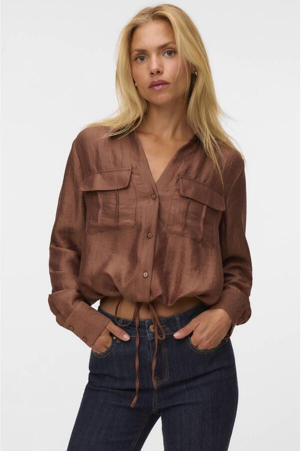 Vero Moda Toma LS Tie Woven Shirt Dames