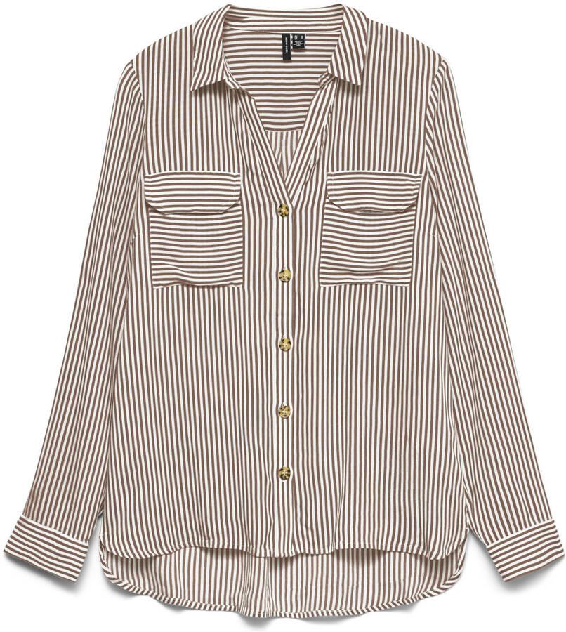 Vero Moda Overhemdblouse met opgestikte paspelzakken op de borst model 'BUMPY' - Foto 2