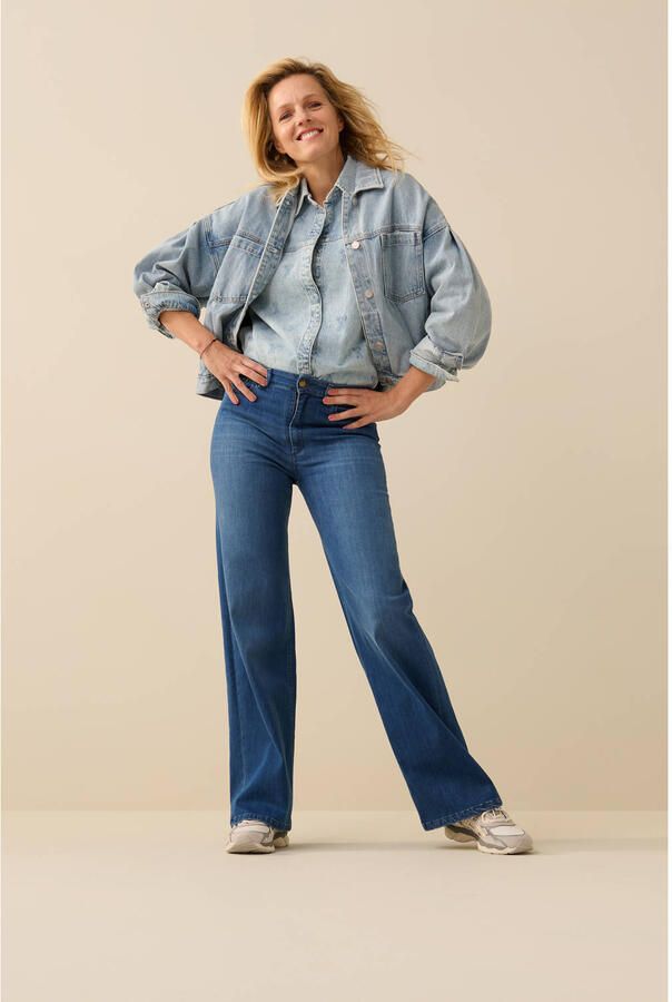 Vero Moda Boxy fit jeansblouse met motiefstitching model 'HAYDEN'