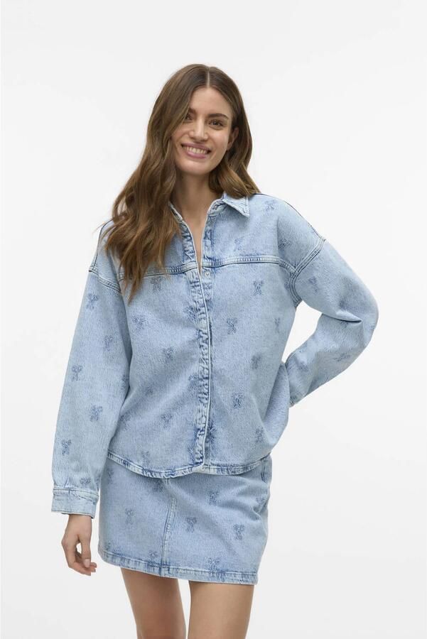 Vero Moda Boxy fit jeansblouse met motiefstitching model 'HAYDEN' - Foto 2