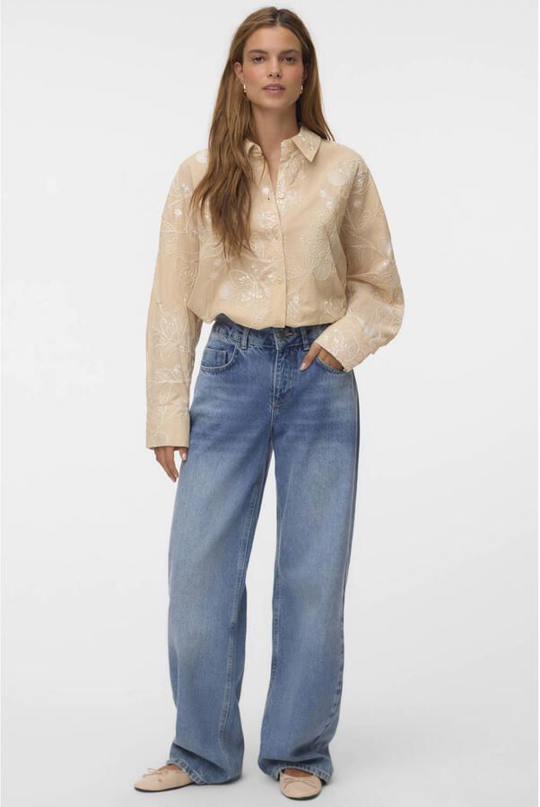 VERO MODA blouse met borduursels beige - Foto 3