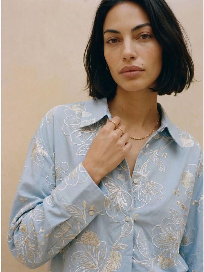 VERO MODA blouse met borduursels blauw