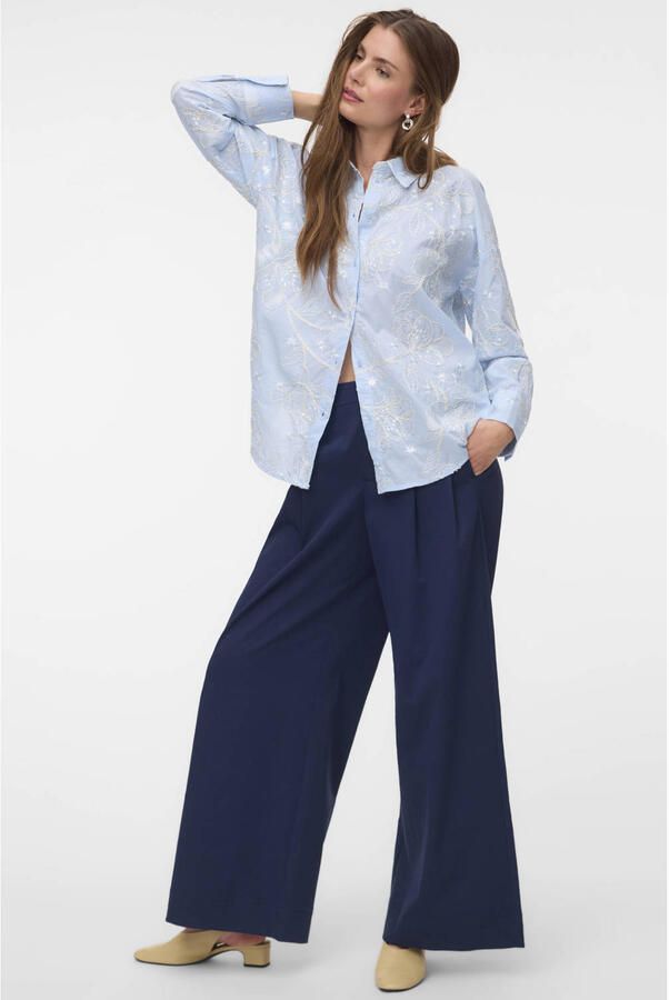 VERO MODA blouse met borduursels blauw - Foto 3
