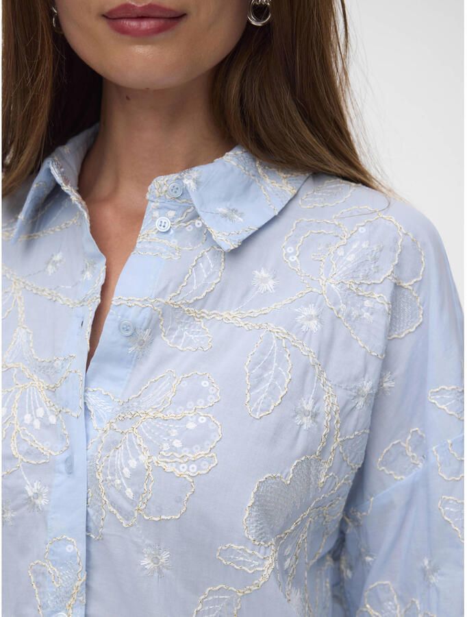 VERO MODA blouse met borduursels blauw - Foto 2