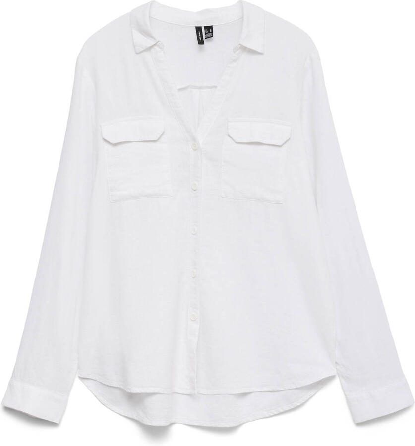 VERO MODA blouse met linnen wit - Foto 2