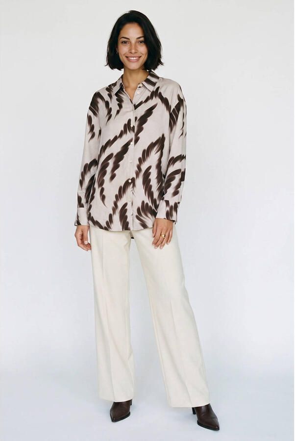 VERO MODA blouse met print beige