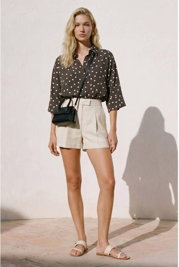 VERO MODA blouse met stippen bruin - Foto 2