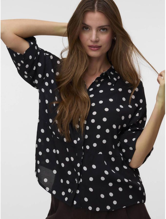 VERO MODA blouse met stippen zwart - Foto 2