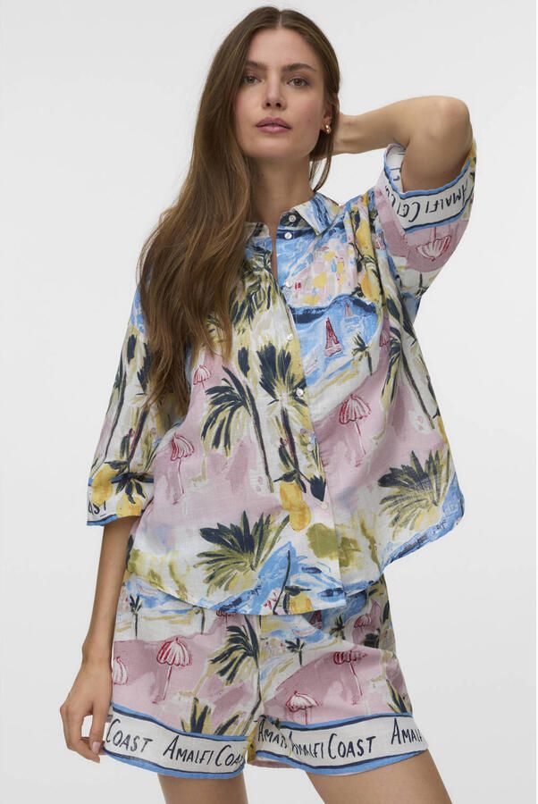 Vero Moda Loose fit overhemdblouse van mix van biologisch katoen model 'EDITH' - Foto 3