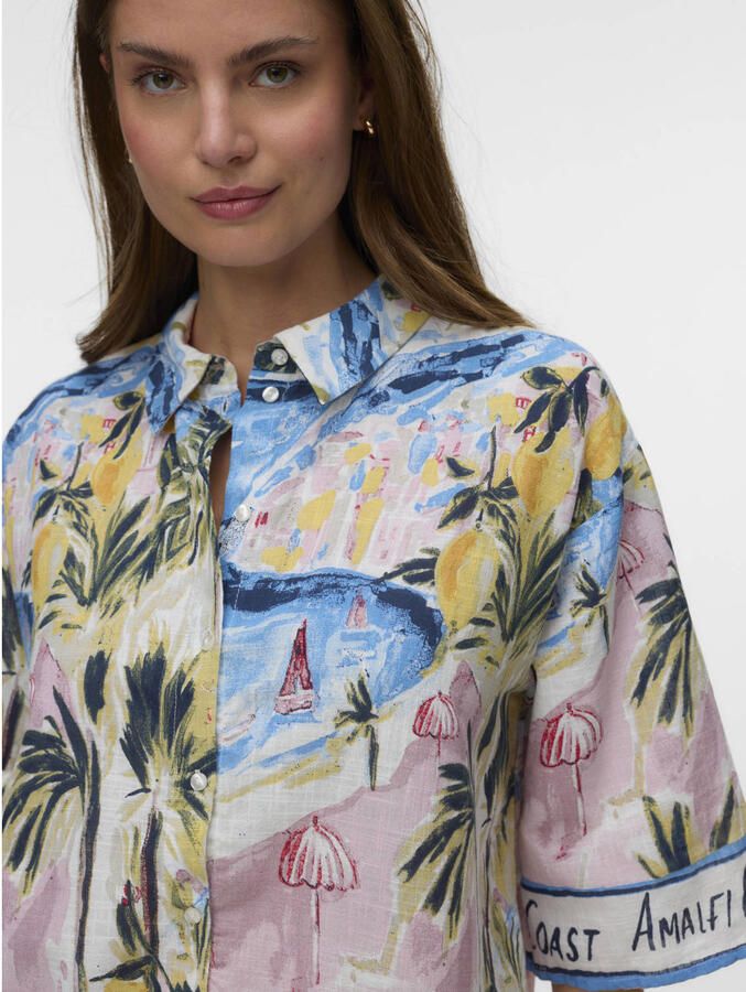 Vero Moda Loose fit overhemdblouse van mix van biologisch katoen model 'EDITH' - Foto 2