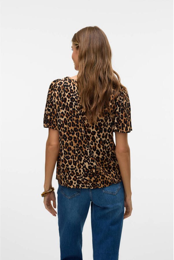 VERO MODA blouse VMALBA met panterprint bruin zwart - Foto 2