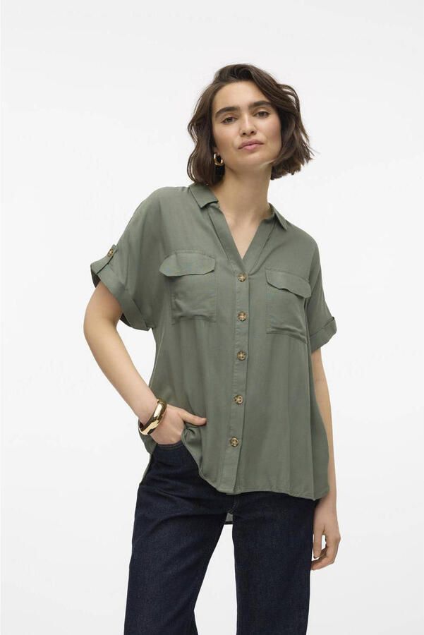 Vero Moda Regular fit overhemdblouse met borstzakken model 'BUMPY'