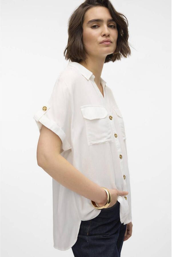 Vero Moda Regular fit overhemdblouse met borstzakken model 'BUMPY'