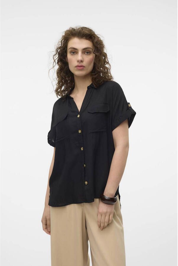 Vero Moda regular fit overhemdblouse van pure viscose model 'BUMPY'