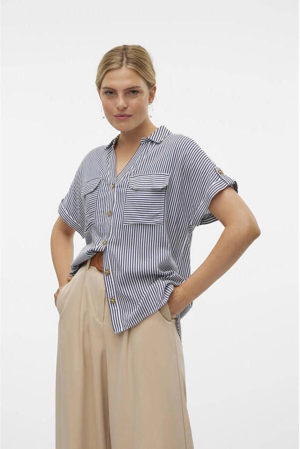 Vero Moda Regular fit overhemdblouse van pure viscose model 'BUMPY'