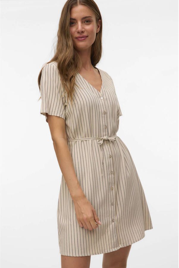Vero Moda Loose fit mini-jurk van een mix van viscose en linnen model 'MYMILO' - Foto 2
