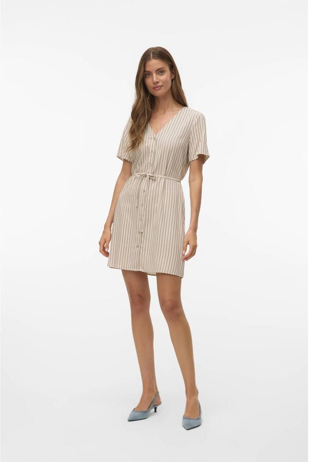 Vero Moda Loose fit mini-jurk van een mix van viscose en linnen model 'MYMILO'