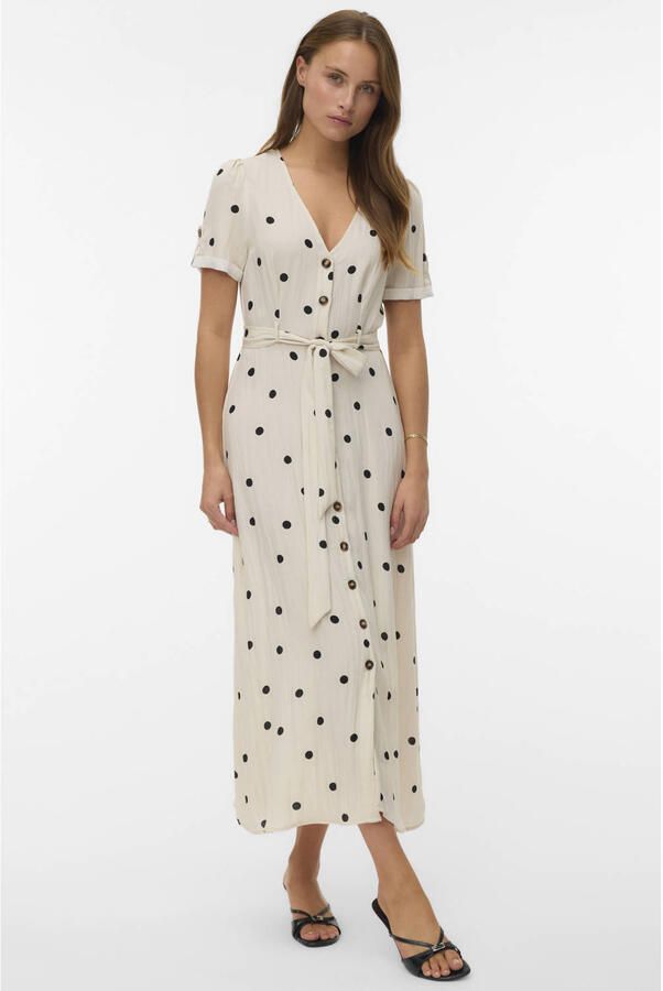VERO MODA blousejurk met stippen ecru