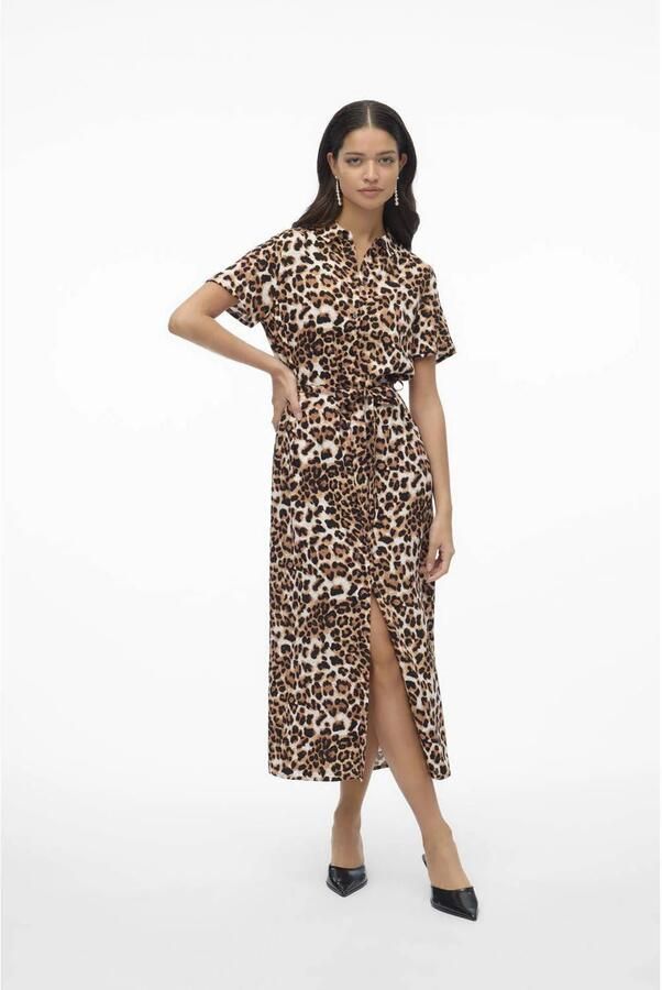 VERO MODA blousejurk VMEASY met panterprint en ceintuur