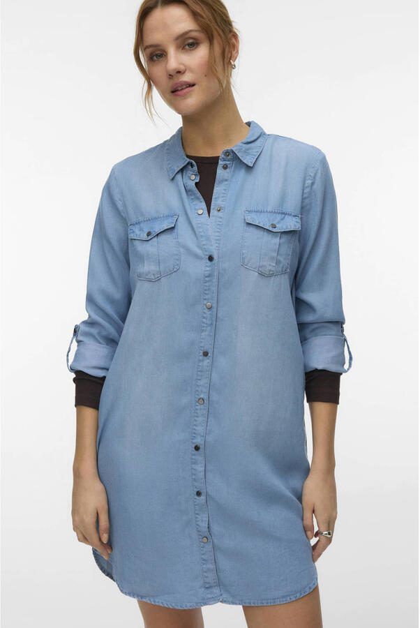 Vero Moda Knielange jeansjurk met borstzakken model 'SILLA' - Foto 2