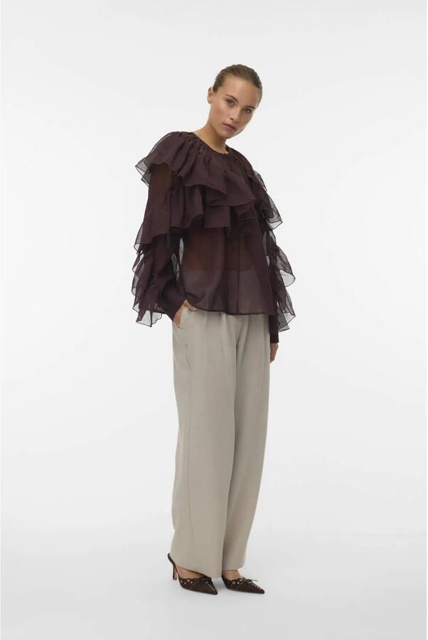 VERO MODA blousetop donkerbruin