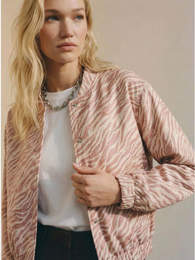 VERO MODA bomberjack met zebraprint lichtroze