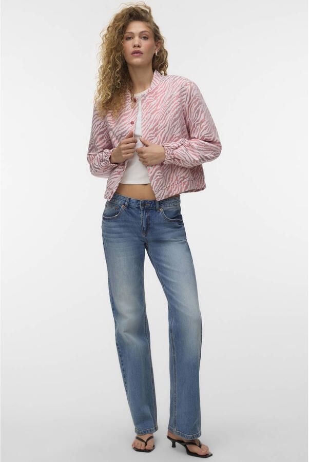 VERO MODA bomberjack met zebraprint lichtroze - Foto 3