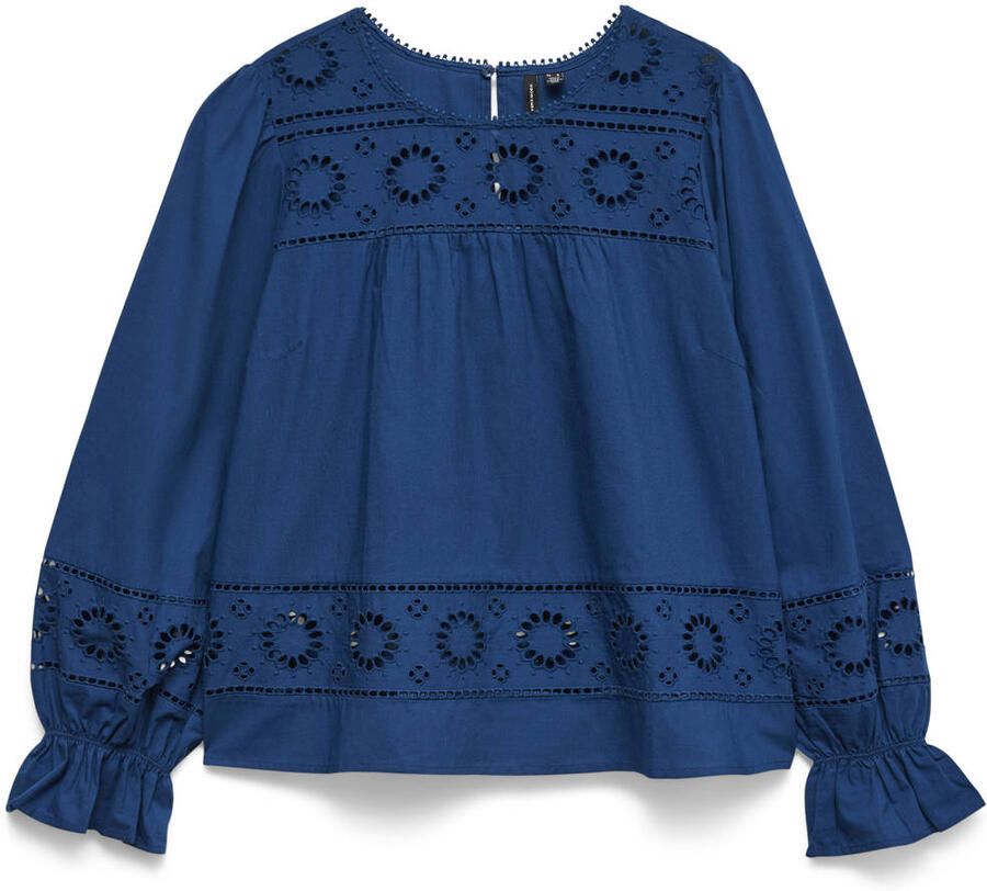VERO MODA broderie top donkerblauw
