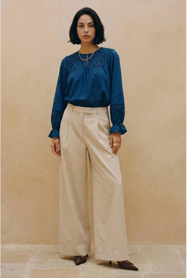 VERO MODA broderie top donkerblauw - Foto 2