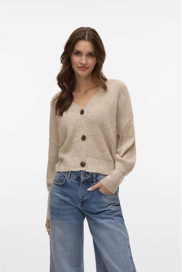 Vero Moda V-hals Manchetvest Moon Rock Zilveren Voering Berk Gray Dames
