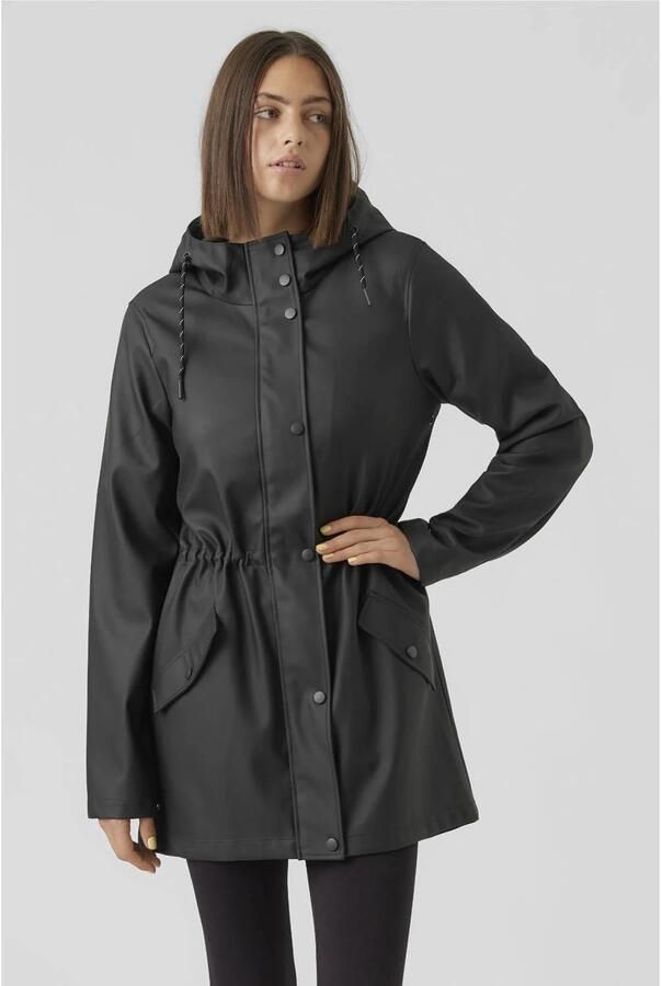 VERO MODA coated tall jas VMMALOU zwart