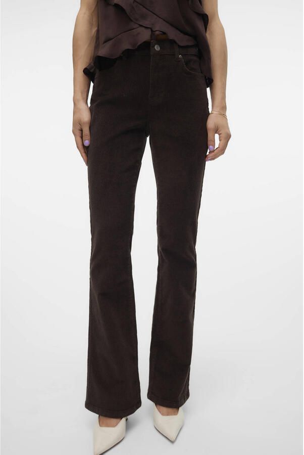 VERO MODA corduroy flared broek bruin - Foto 2