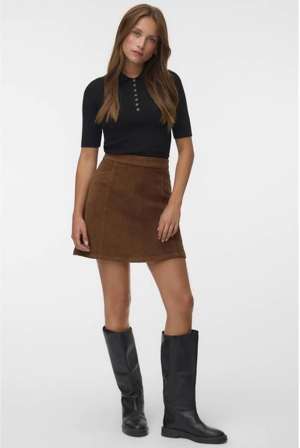 VERO MODA corduroy mini rok bruin