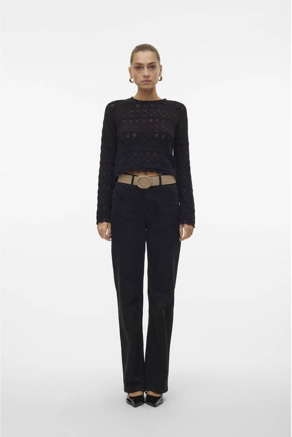 Vero Moda Regular fit gebreide pullover van ajourtricot model 'NEW FABIENNE'