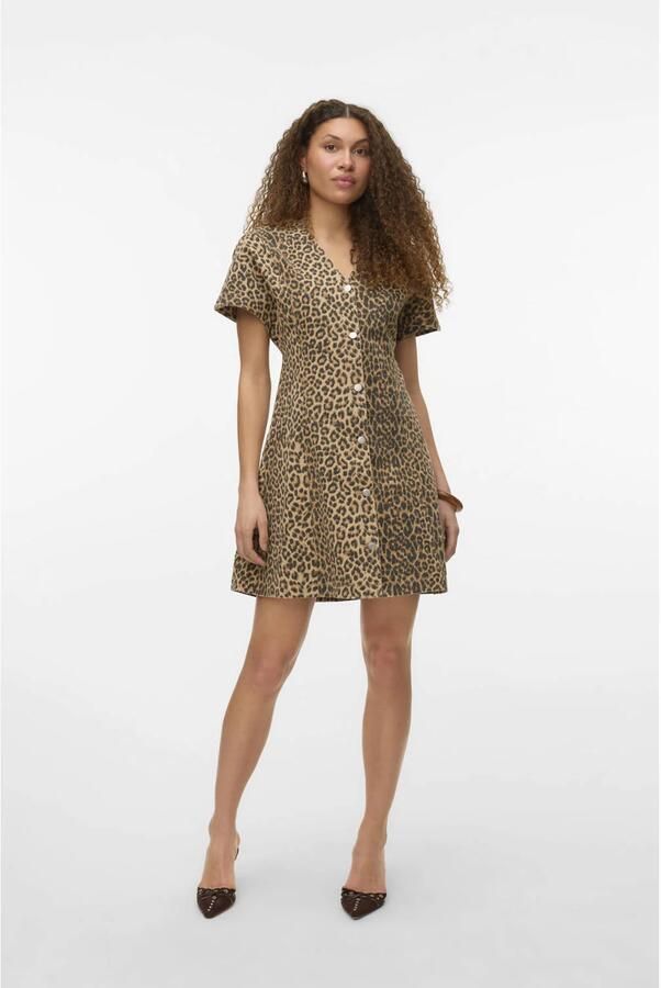 Vero Moda Penelope V-neck Denim Short Jurk Dames