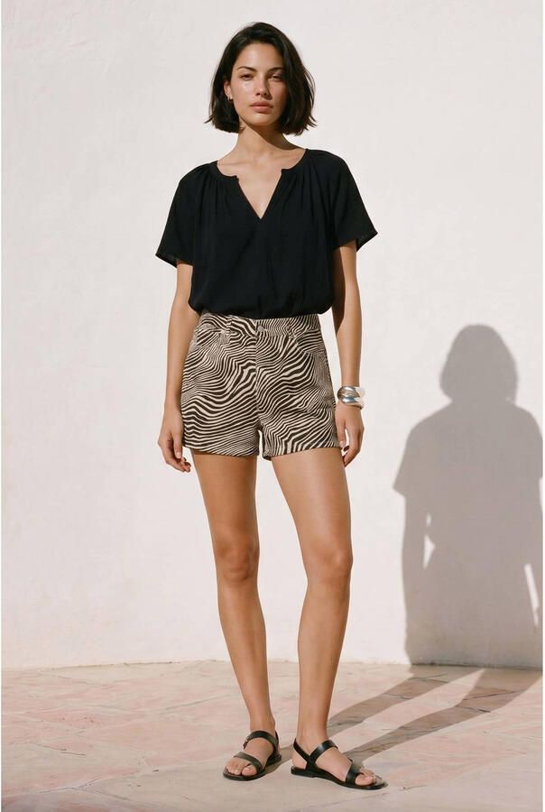 VERO MODA denim regular waist short met panterprint - Foto 2
