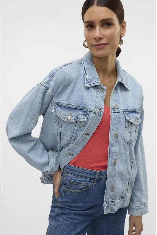 Vero Moda Regular fit jeansjack van katoenmix met fly-away-kraag model 'TESSA'