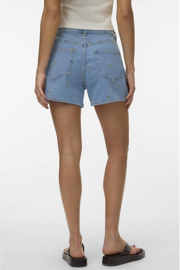 VERO MODA denim straight regular waist short lichtblauw - Foto 2