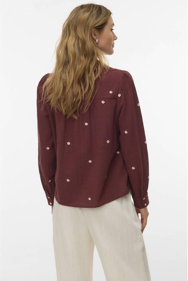 VERO MODA gebloemde blouse donkerrood - Foto 3