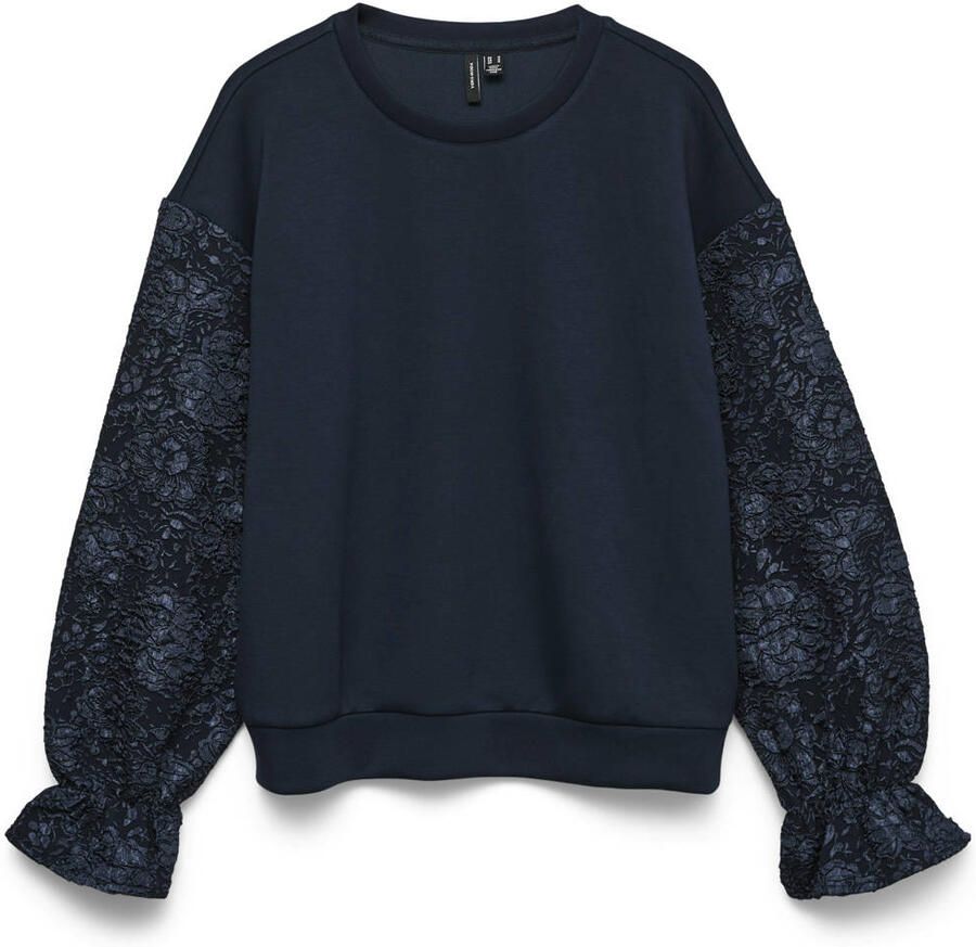 VERO MODA gebloemde gebreide trui marineblauw - Foto 2